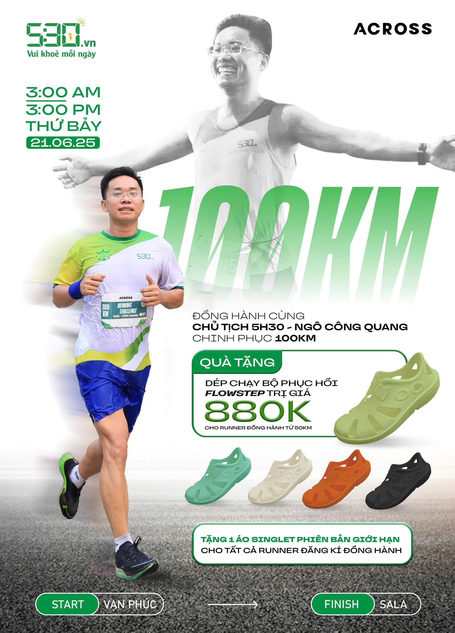 Tròn 1 tuần của challenge 100km: Tôi đã chạy – Dép đã bay – Tình đã gieo